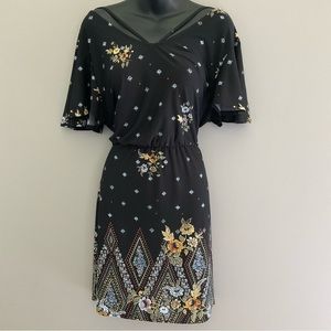 Maurices, black floral midi dress